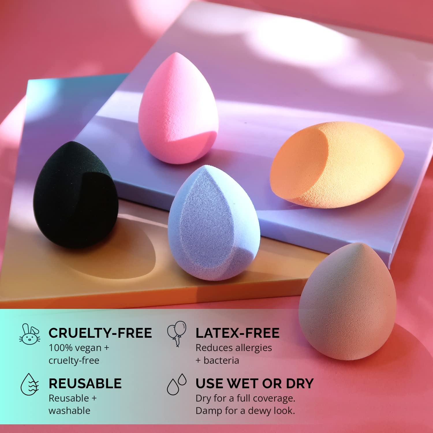 image:imageAOA Studio Beauty Makeup Sponge Blender Multiple Combo Set for Gift Makeup Blender Latex Free and High Definition set of 5 For Powder Cream and Liquid