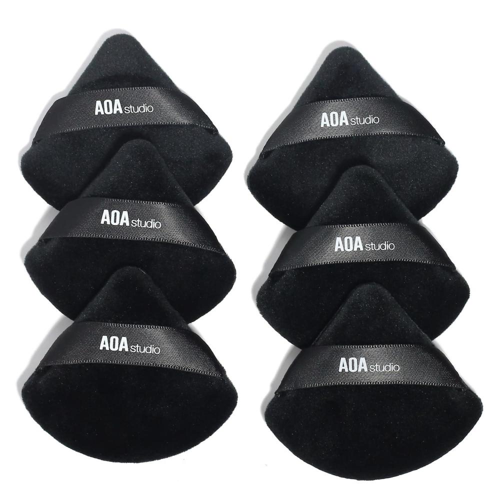 image:imageAOA Studio Velvet Puffs Makeup Puff Set of 6 Loose Powder Body Powder Velour Makeup Blender Sponge Foundation Blending Sponges Set Beauty Makeup ToolsBlackPeach Small peachBig peachHeart peachBlack