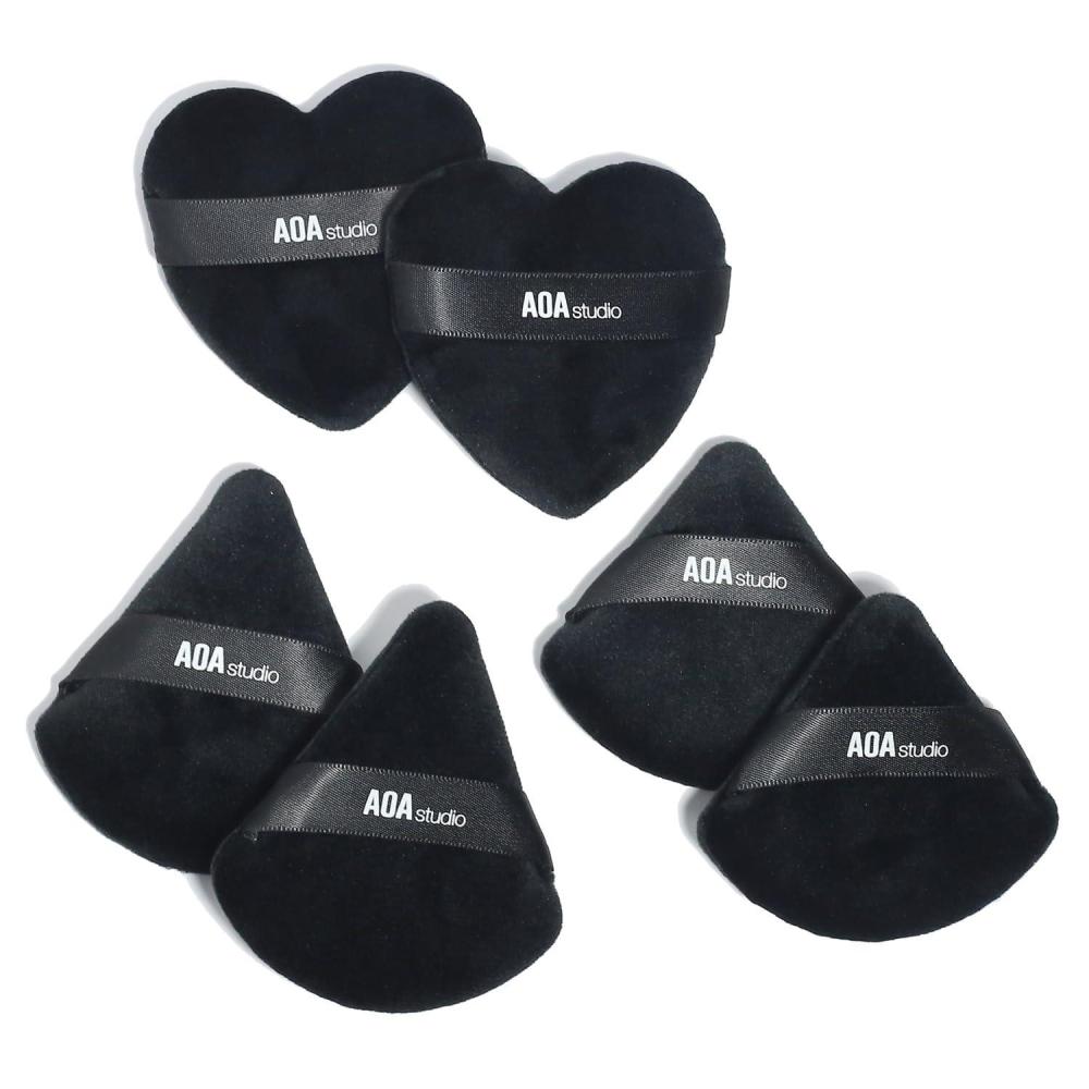 image:imageAOA Studio Velvet Puffs Makeup Puff Set of 6 Loose Powder Body Powder Velour Makeup Blender Sponge Foundation Blending Sponges Set Beauty Makeup ToolsBlackPeach Small peachBig peachHeart peachSmall blackBig blackHeart black