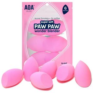 AOA Studio Collection Makeup Sponge Set Makeup Blender Latex Free and High-definition Super Soft Set of 6 Makeup Blender For Powder Cream and Liquid, Beauty Cosmetic Beveled Shape (Pink)(Pink)