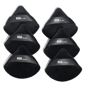 AOA Studio Velvet Puffs Makeup Puff Set of 6 Loose Powder Body Powder, Velour Makeup Blender Sponge Foundation Blending Sponges Set Beauty Makeup Tools(Black/Peach) (Small peach/Big peach/Heart peach)(Black)