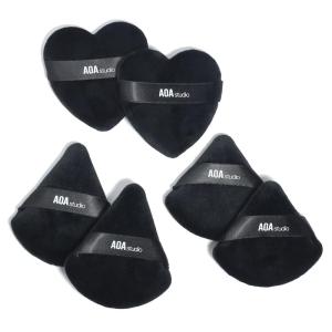 AOA Studio Velvet Puffs Makeup Puff Set of 6 Loose Powder Body Powder, Velour Makeup Blender Sponge Foundation Blending Sponges Set Beauty Makeup Tools(Black/Peach) (Small peach/Big peach/Heart peach)(Small black/Big black/Heart black)