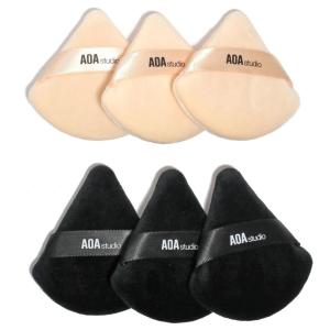 AOA Studio Velvet Puffs Makeup Puff Set of 6 Loose Powder Body Powder, Velour Makeup Blender Sponge Foundation Blending Sponges Set Beauty Makeup Tools(Black/Peach) (Small peach/Big peach/Heart peach)(Black/Peach)