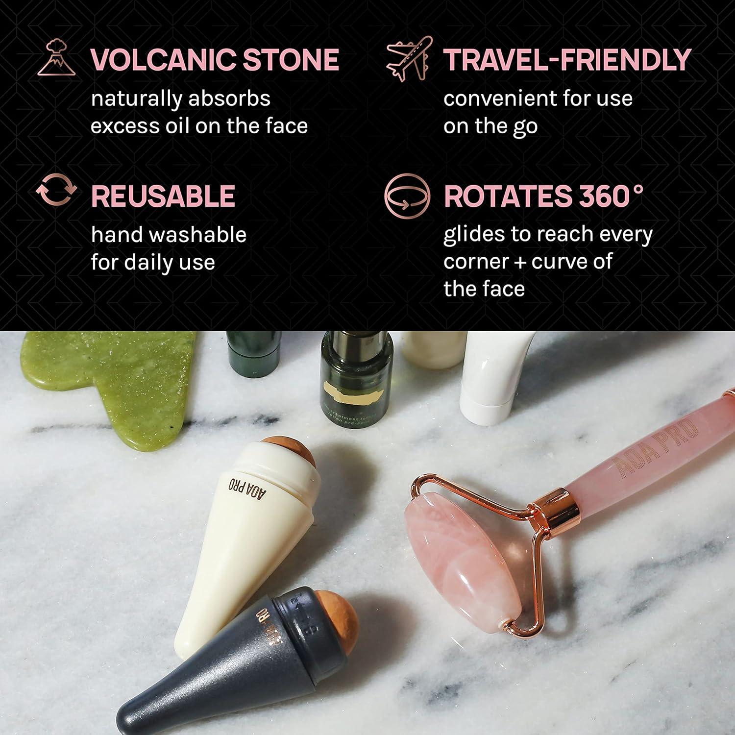 image:imageAOA STUDIO Face Roller for OilAbsorbing Volcanic Face Roller Reusable Facial Skincare Tool Face Massage BlackBlack