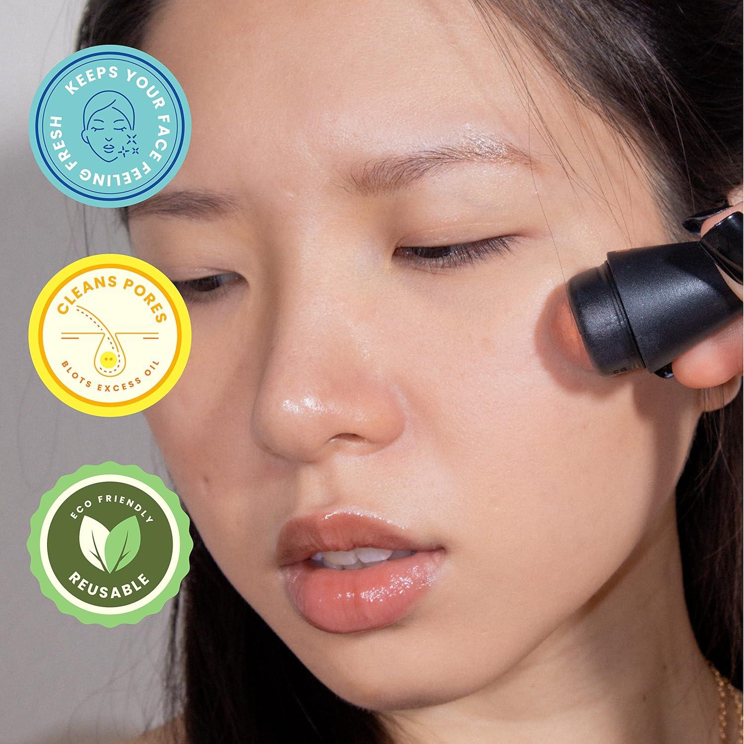 image:imageAOA STUDIO Face Roller for OilAbsorbing Volcanic Face Roller Reusable Facial Skincare Tool Face Massage BlackBlack