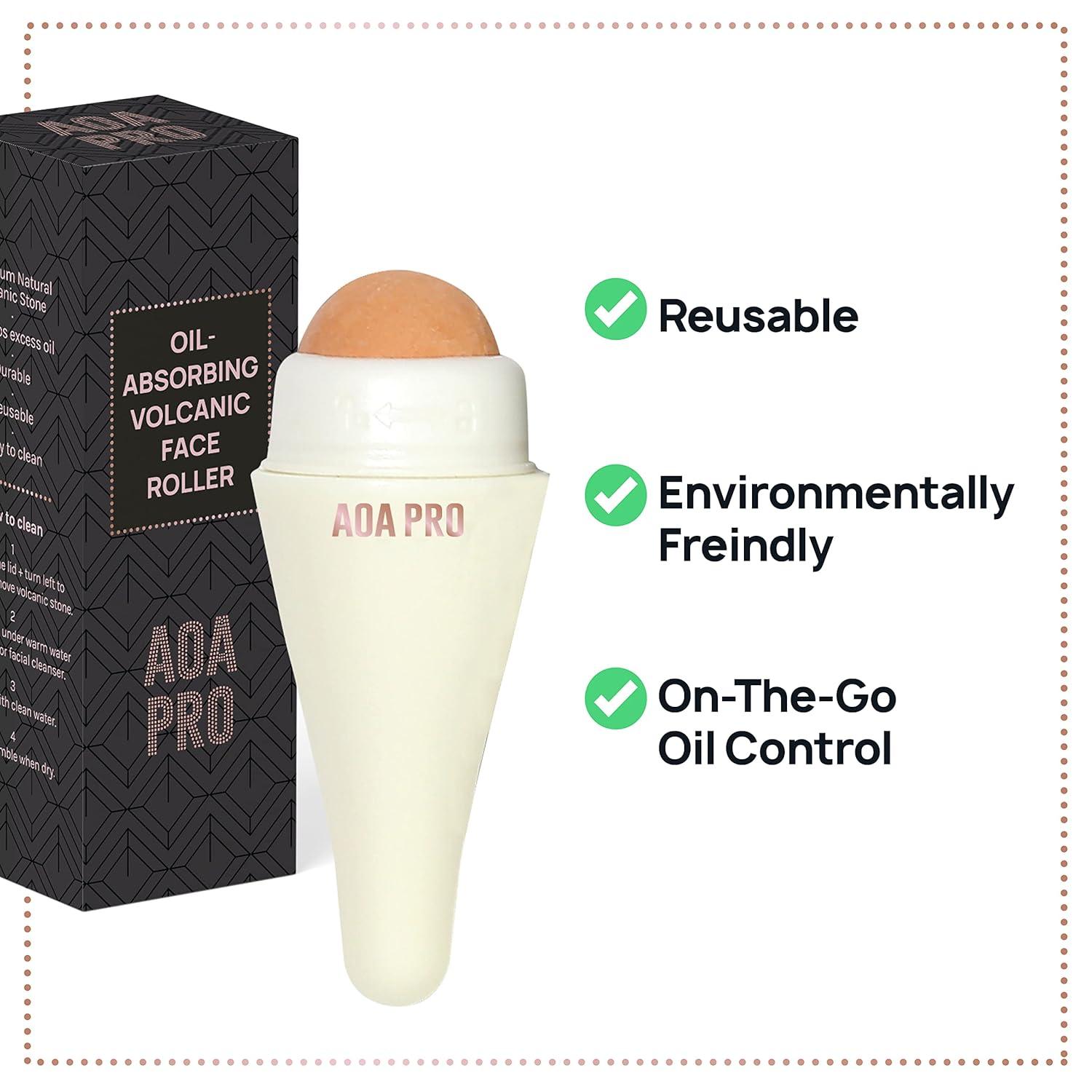 image:imageAOA STUDIO Face Roller for OilAbsorbing Volcanic Face Roller Reusable Facial Skincare Tool Face Massage BlackWhite