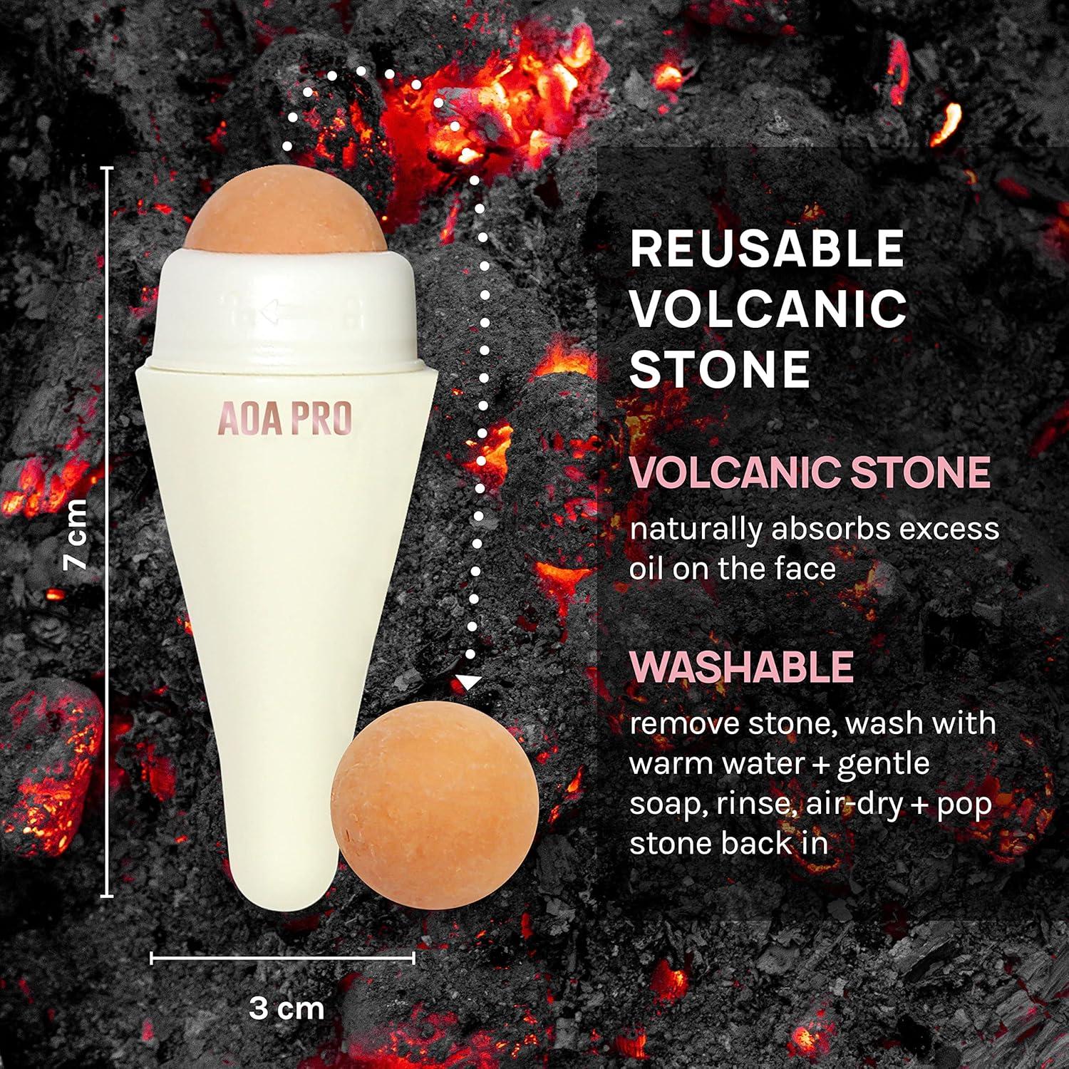 image:imageAOA STUDIO Face Roller for OilAbsorbing Volcanic Face Roller Reusable Facial Skincare Tool Face Massage BlackWhite