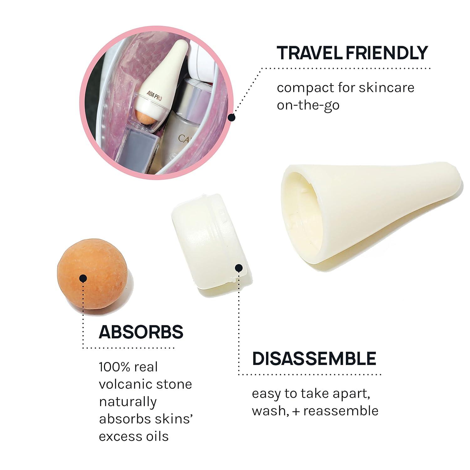 image:imageAOA STUDIO Face Roller for OilAbsorbing Volcanic Face Roller Reusable Facial Skincare Tool Face Massage BlackWhite