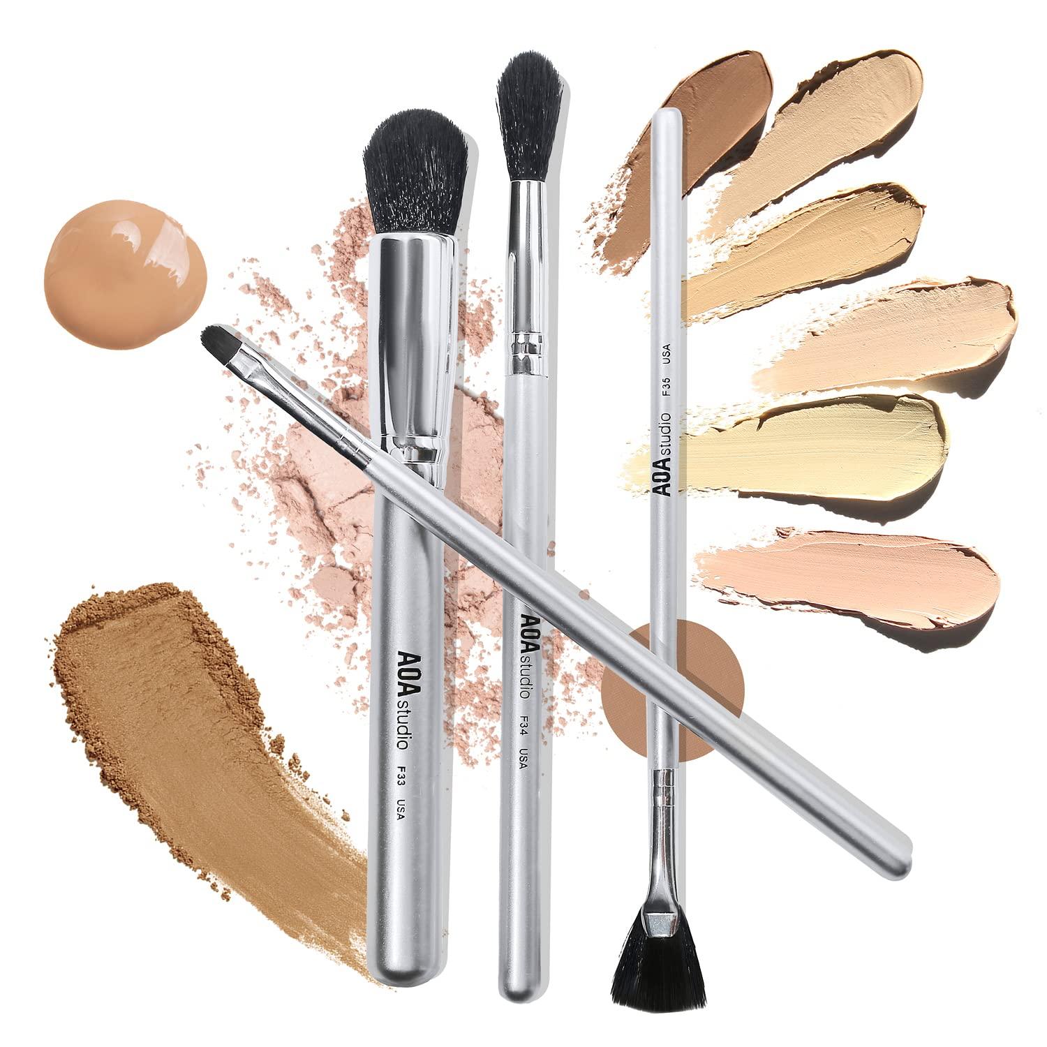 image:imageAOA Studio 10Piece Silver Brush Set Professional Set Foundation Blending Blush Powder Kabuki Brushes 10PCS Silver SetSilver Set