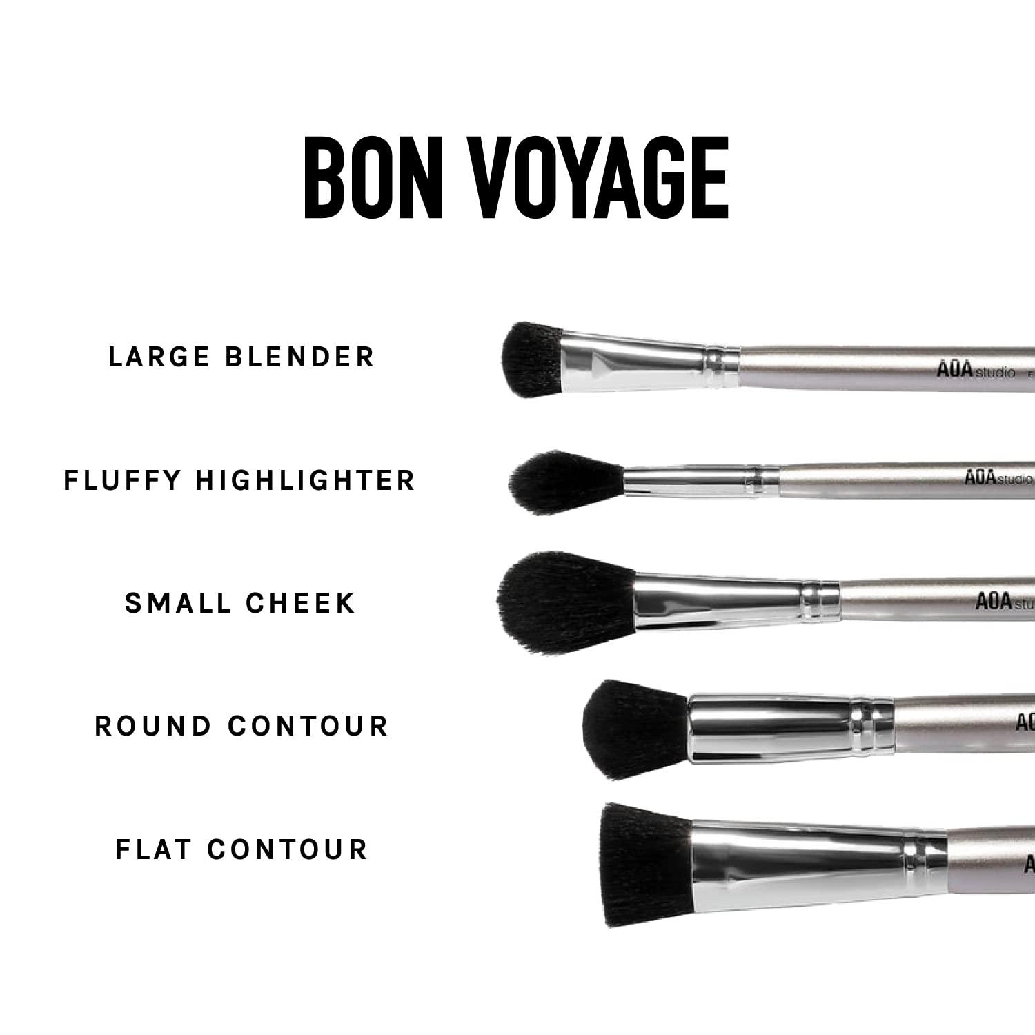 image:imageAOA Studio 10Piece Silver Brush Set Professional Set Foundation Blending Blush Powder Kabuki Brushes 10PCS Silver SetSilver Set
