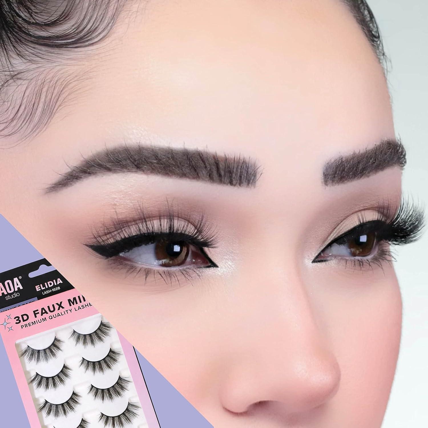 image:imageAOA Studio 3D False Eyelash 5 Pairs Natural Handmade Eyelashes Natural Volume Reusable Soft Makeup False Eyelashes 100 Percent Handmade Cruelty Free JackieElidia