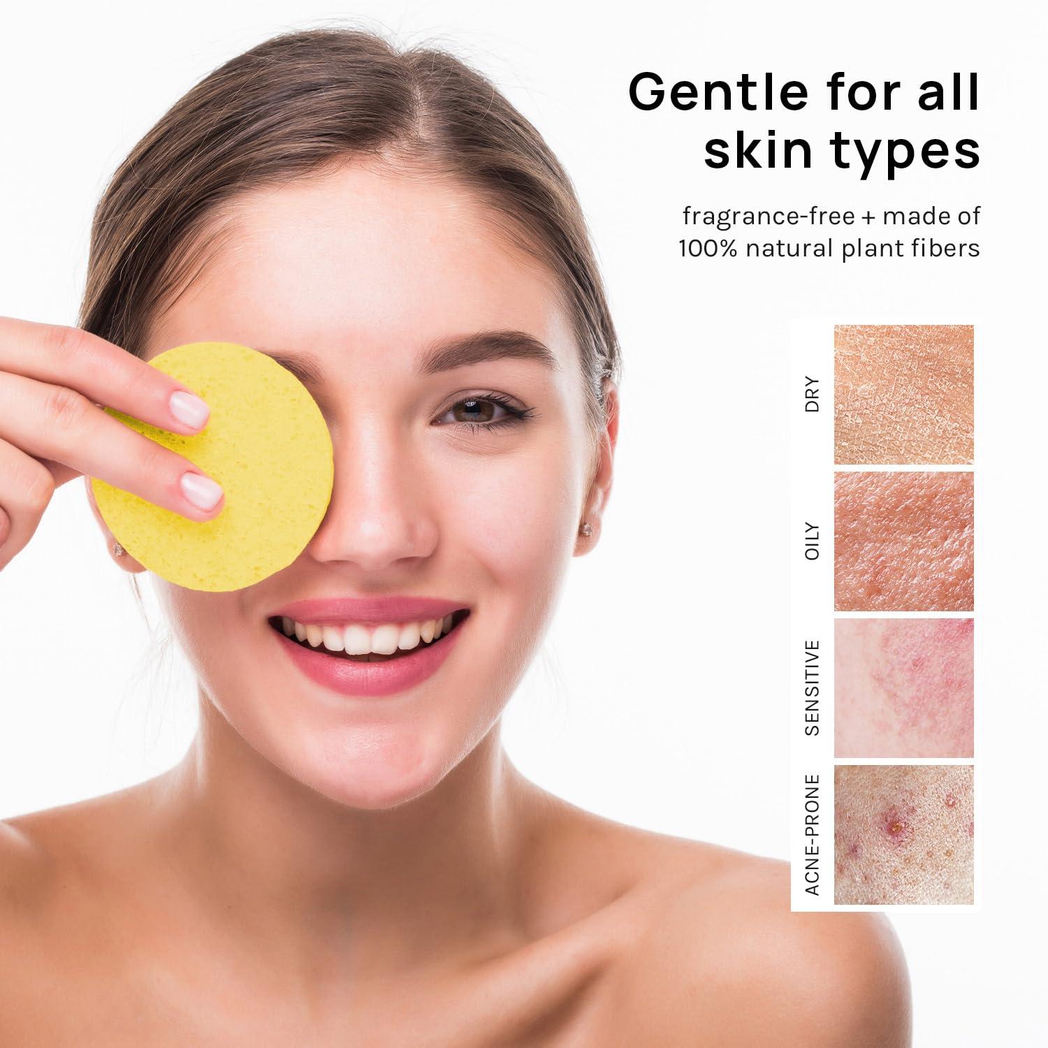 image:imageAOA Studio 50Count Compressed Facial Sponges 100 Natural Cosmetic Spa Sponges for Facial Cleansing Exfoliating Mask Remove for Makeup Dead Skin and Dirt White 50 countsYellow
