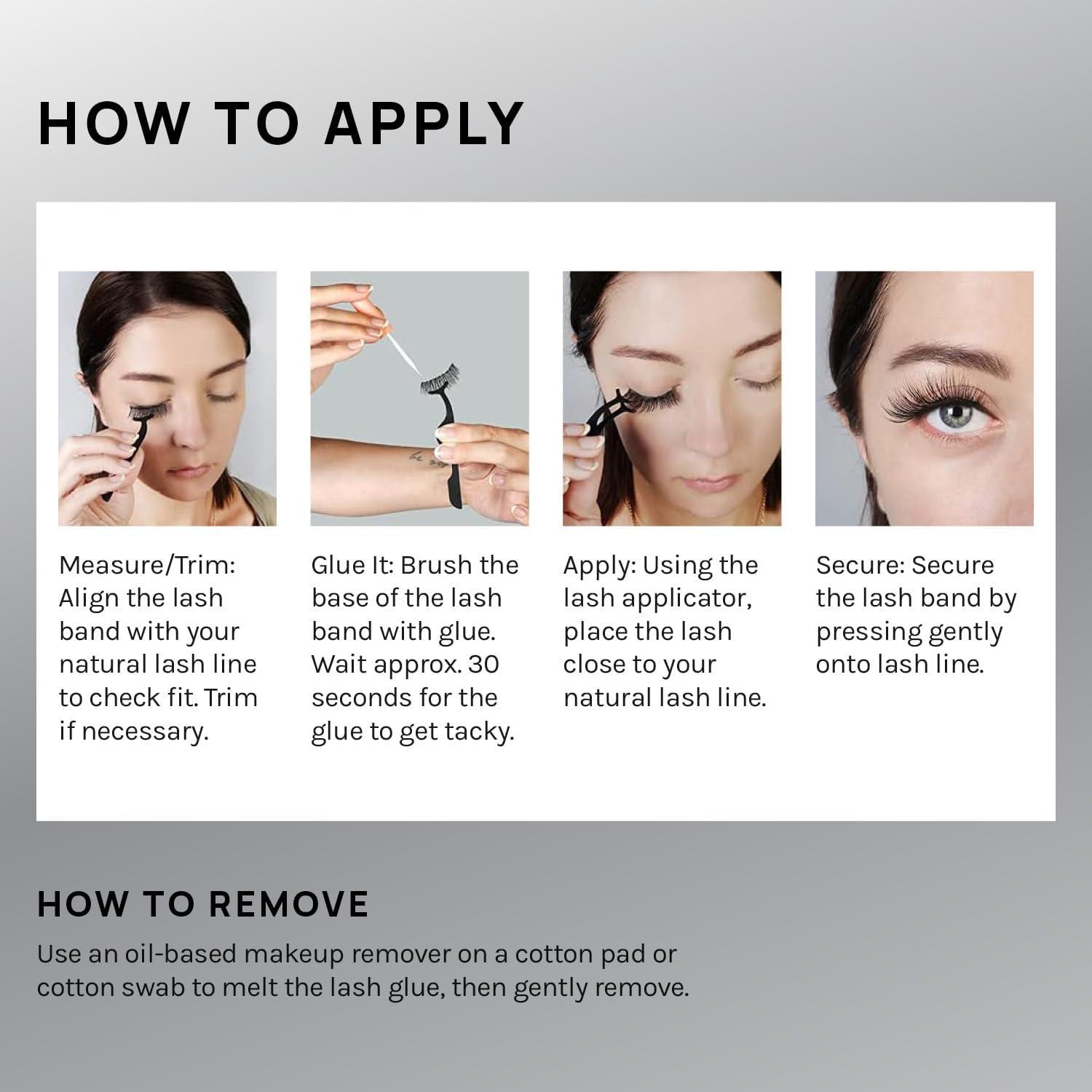 image:imageAOA Studio 6 Pairs Alexis Natural Handmade False Eyelashes with Glue and Tweezer Lash Kit Natural Volume Reusable Fake Eyelashes 100 Percent Handmade Cruelty FreeLuella