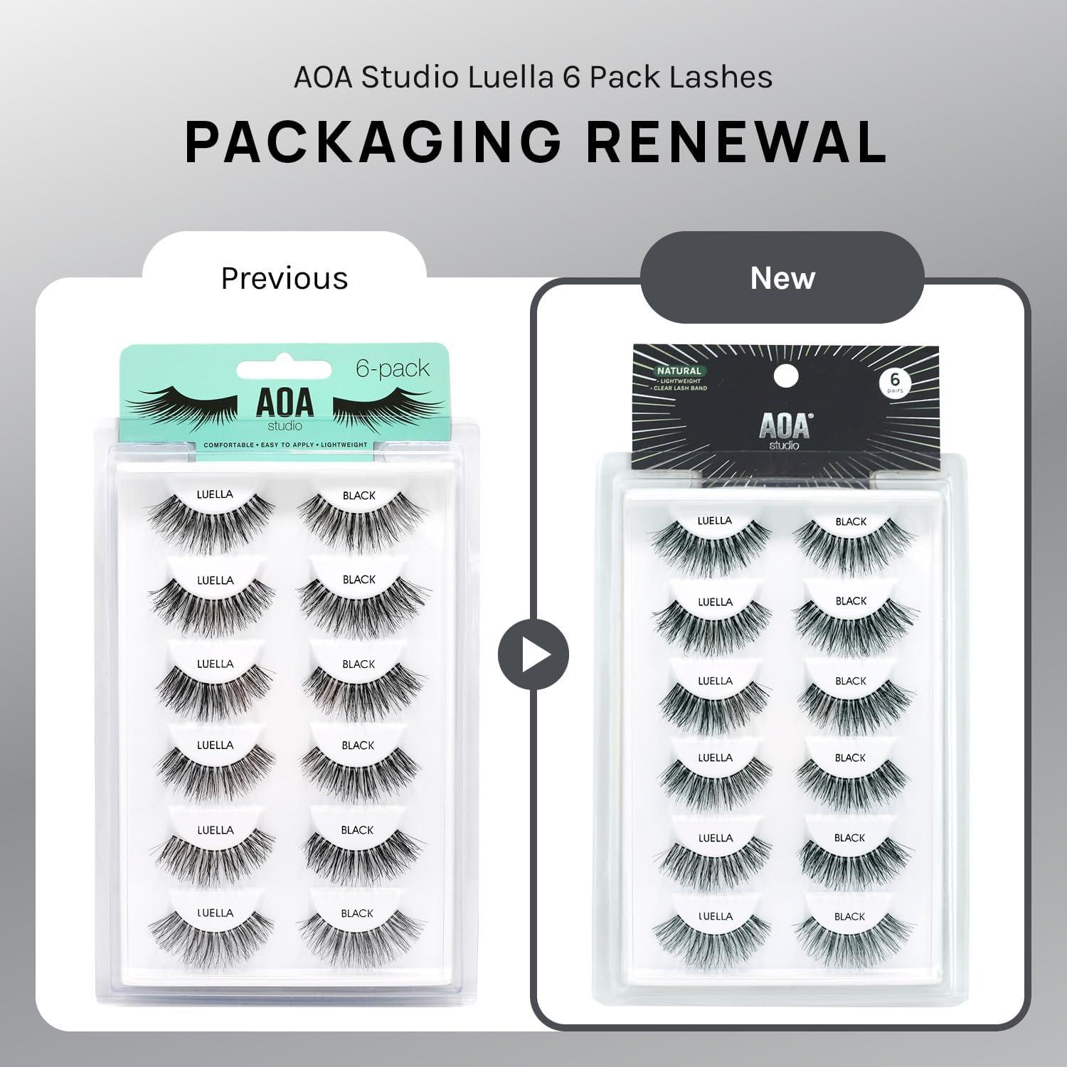 image:imageAOA Studio 6 Pairs Alexis Natural Handmade False Eyelashes with Glue and Tweezer Lash Kit Natural Volume Reusable Fake Eyelashes 100 Percent Handmade Cruelty FreeLuella