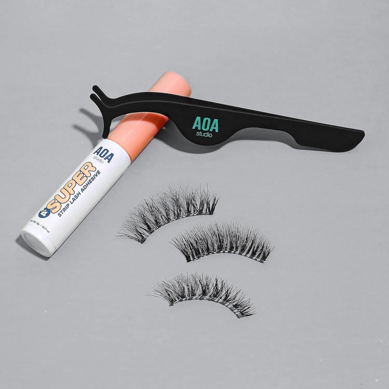 image:imageAOA Studio 6 Pairs Alexis Natural Handmade False Eyelashes with Glue and Tweezer Lash Kit Natural Volume Reusable Fake Eyelashes 100 Percent Handmade Cruelty FreeLuella