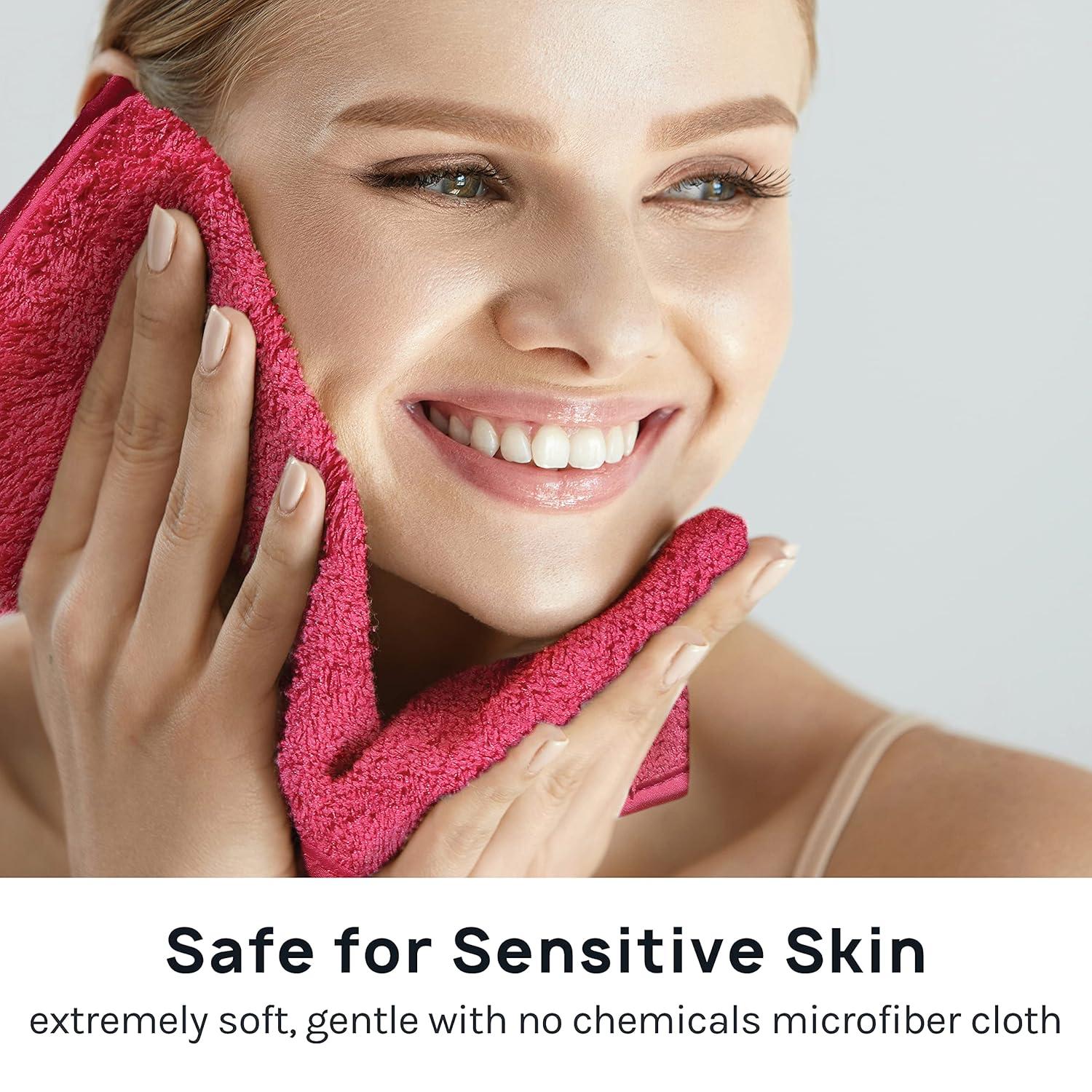 image:imageAOA Studio Microfiber Face Cloth Makeup Erase Remover Face Towels Reusable Microfiber Cleansing Towel Remove Makeup with Water78 X 62 All Skin type and Even Sensitive Skin 8 packs