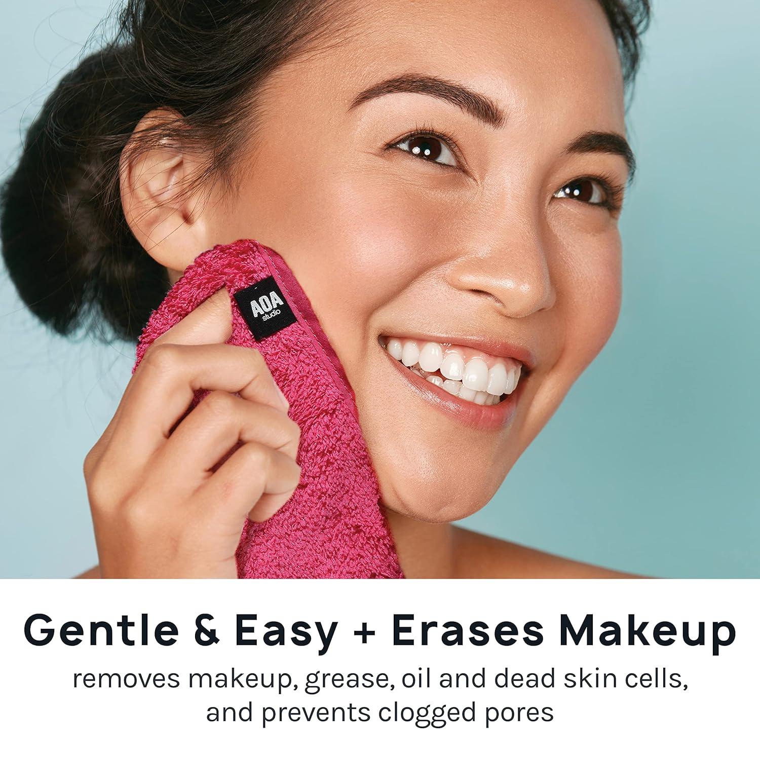 image:imageAOA Studio Microfiber Face Cloth Makeup Erase Remover Face Towels Reusable Microfiber Cleansing Towel Remove Makeup with Water78 X 62 All Skin type and Even Sensitive Skin 8 packs