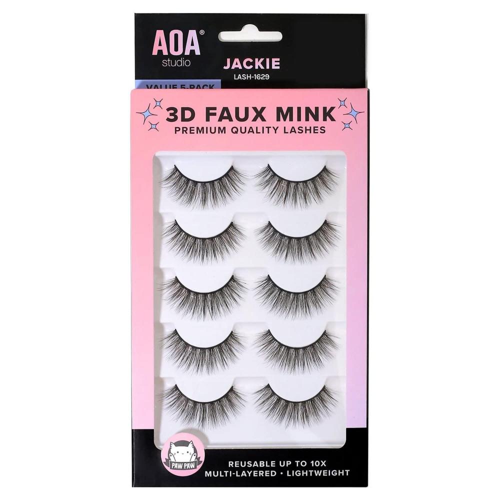 image:imageAOA Studio 3D False Eyelash 5 Pairs Natural Handmade Eyelashes Natural Volume Reusable Soft Makeup False Eyelashes 100 Percent Handmade Cruelty Free JackieJackie