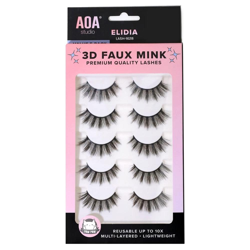 image:imageAOA Studio 3D False Eyelash 5 Pairs Natural Handmade Eyelashes Natural Volume Reusable Soft Makeup False Eyelashes 100 Percent Handmade Cruelty Free JackieElidia