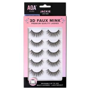 AOA Studio 3D False Eyelash 5 Pairs Natural Handmade Eyelashes Natural Volume Reusable Soft Makeup False Eyelashes 100 Percent Handmade Cruelty Free (Jackie)(Jackie)