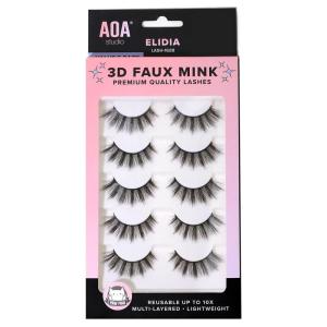 AOA Studio 3D False Eyelash 5 Pairs Natural Handmade Eyelashes Natural Volume Reusable Soft Makeup False Eyelashes 100 Percent Handmade Cruelty Free (Jackie)(Elidia)