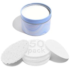 AOA Studio 50-Count Compressed Facial Sponges 100% Natural Cosmetic Spa Sponges for Facial Cleansing, Exfoliating Mask, Remove for Makeup, Dead Skin, and Dirt (White, 50 counts)(White)