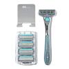 image:imageAOA Mens 6 Blade Razor Kit 7pcs in Kit Including 1pc Handle 5pcs Swedish SixBlade Heads 1pc Stainless Steel Shower Hook Lubricating Aloe Vitamin E Strip for Comfortable Close Shave