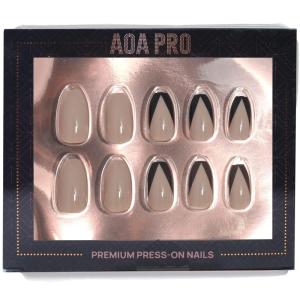 AOA Studio Pro Press-On Nails Luxe, durable, Reusable Nails, Perfect Manicure in Minutes Kit Include 24 Nails, Nail File, Nail Glue, Wooden Cuticle Wand (French Long)(Wine & Dine)